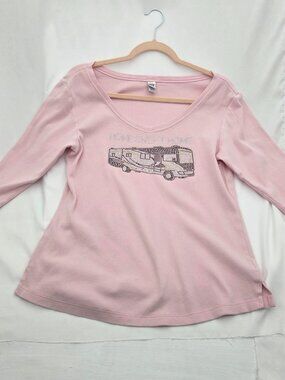 Pink RV Rhinestone Bling Top "Home Sweet Home" Glamping Shirt Medium
